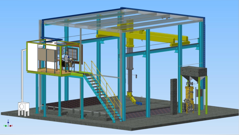 3D model of blasting chamber with B20S automatic blasting robot