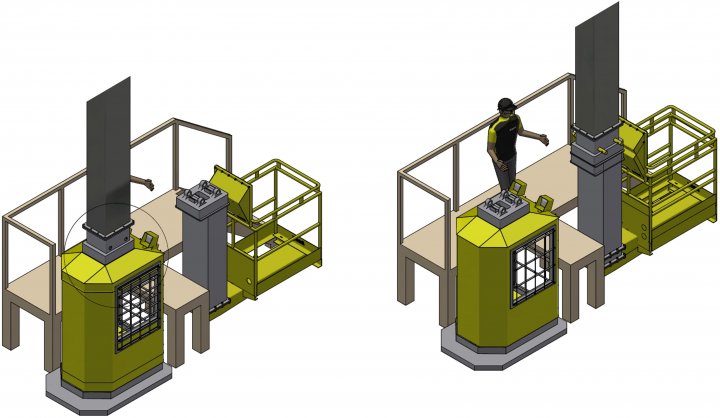 replacing the control cabin by a manlift